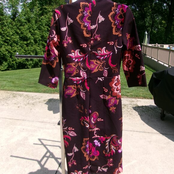 NWOT LIZ CLAIBORNE BROWN FLORAL PENCIL DRESS 4 - Picture 2 of 2